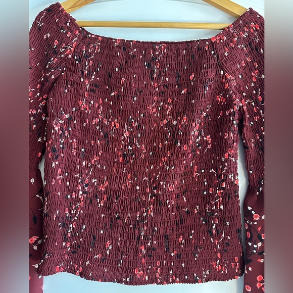 Express Off-the-Shoulder Boho Floral Bell Sleeve Top - Picture 6 of 7